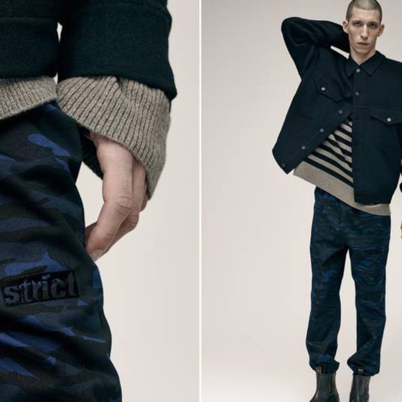 *Men's ALEXANDER WANG Over-Sized Military Style Blue/Blk Camo Print Jacket M * - Picture 12 of 13